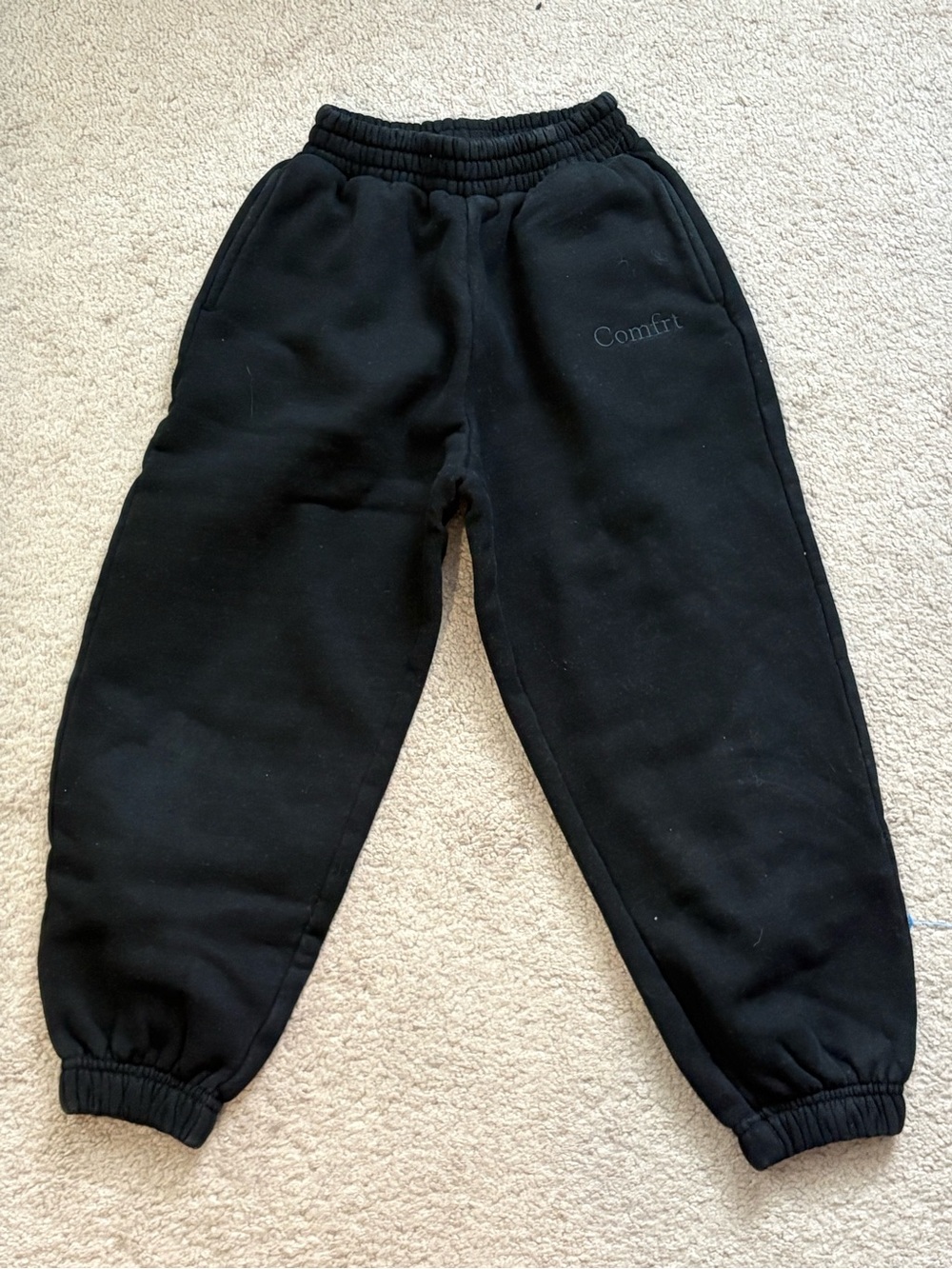 Comfrt Black Heavyweight Fleece Jogger Sweatpants Youth XS